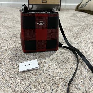 Coach mini town bucket buffalo plaid crossbody